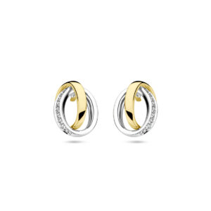 oorknoppen diamant 0.05ct (2x 0.025ct) h si 14K bicolor goud geel/wit