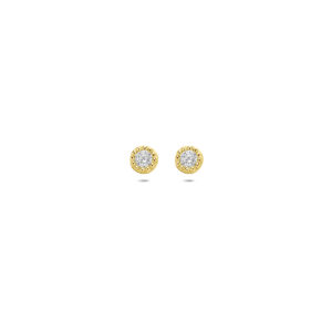 oorknoppen zirkonia 3 mm 14K geelgoud