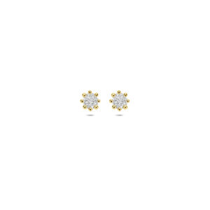 oorknoppen zirkonia 3,5 mm 14K geelgoud