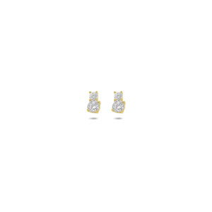 oorknoppen zirkonia 4 mm 14K geelgoud