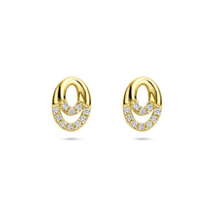oorknoppen zirkonia 8 mm 14K geelgoud