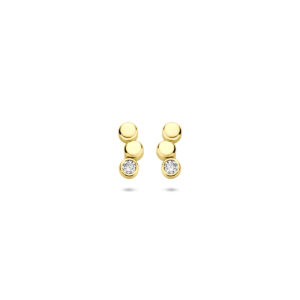 oorknoppen zirkonia 8,5 mm 14K geelgoud