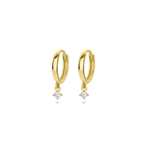 oorringen diamant 0.06ct (2x 0.03ct) h si 14,5 mm 14K geelgoud