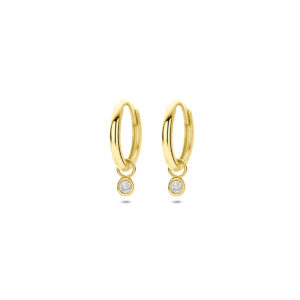 oorringen diamant 0.11ct (2x 0.055ct) h si 13 mm 14K geelgoud