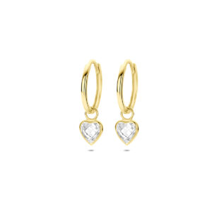 oorringen hartje zirkonia 18,5 mm 14K geelgoud