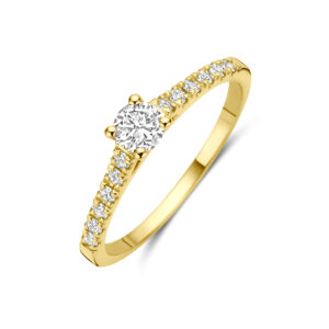 ring lab grown diamant 0.43ct f vs 14K geelgoud