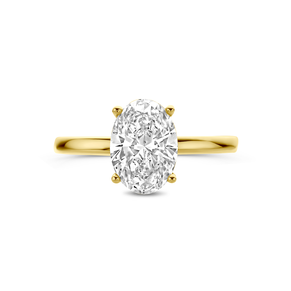 ring lab grown diamant ovaal 2.09ct f vs 14K geelgoud - Afbeelding 4