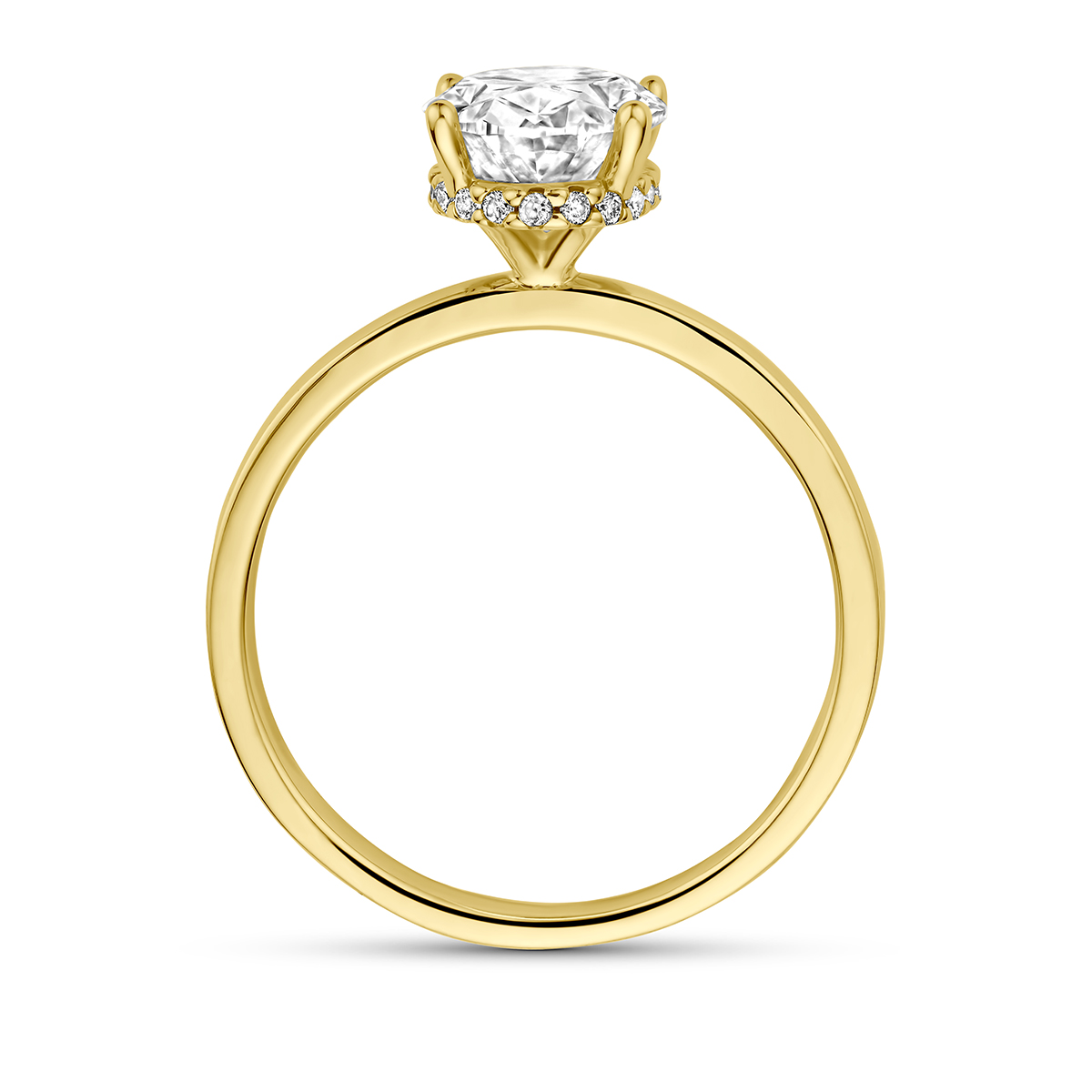 ring lab grown diamant ovaal 2.09ct f vs 14K geelgoud