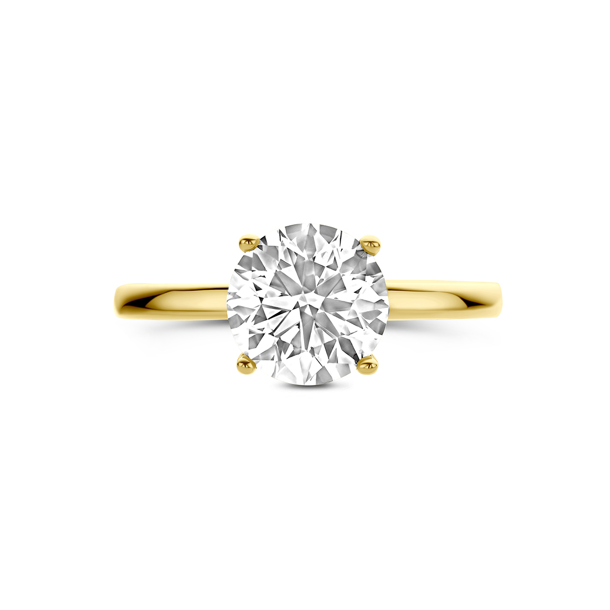 ring lab grown diamant rond 2.09ct f vs 14K geelgoud - Afbeelding 4