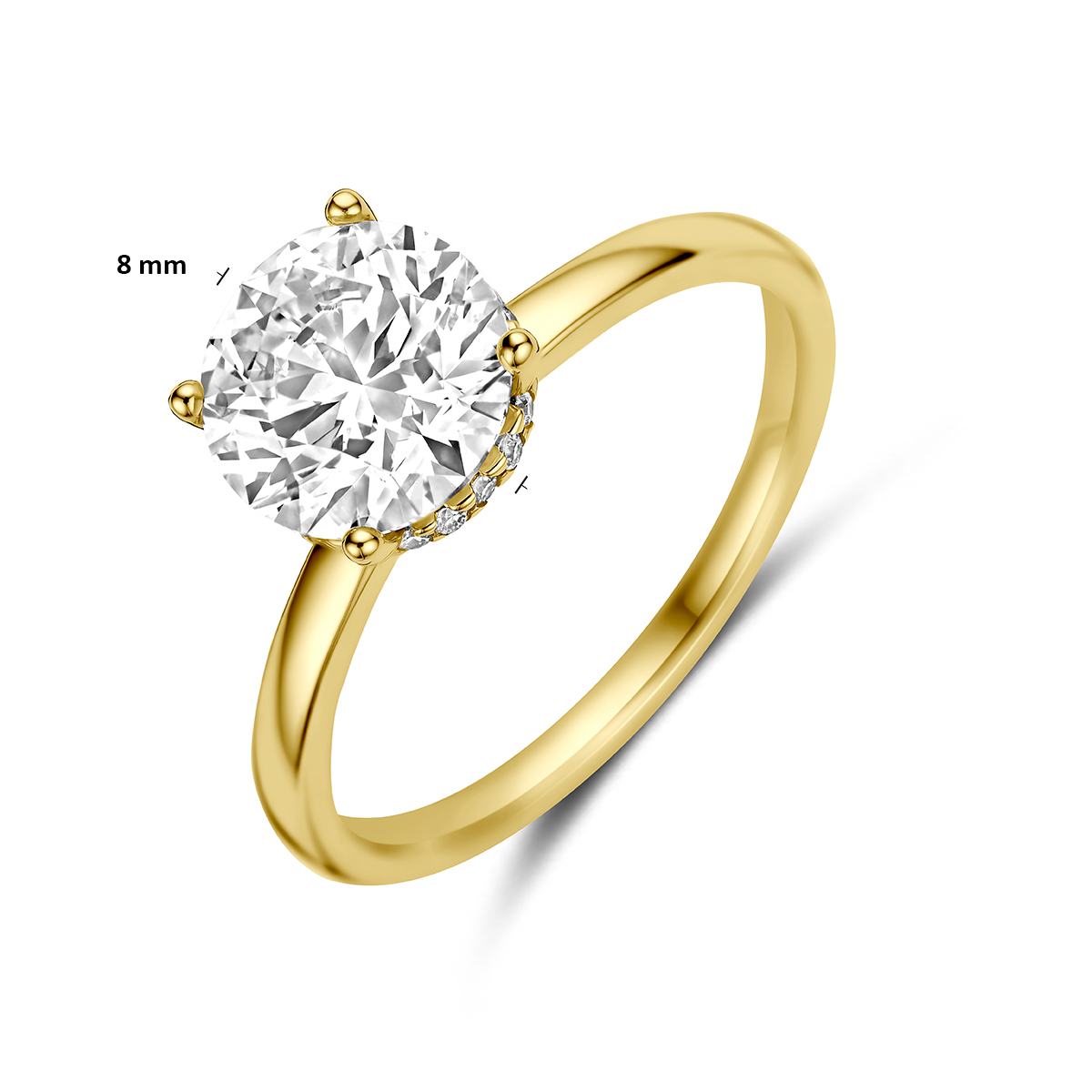 ring lab grown diamant rond 2.09ct f vs 14K geelgoud - Afbeelding 5