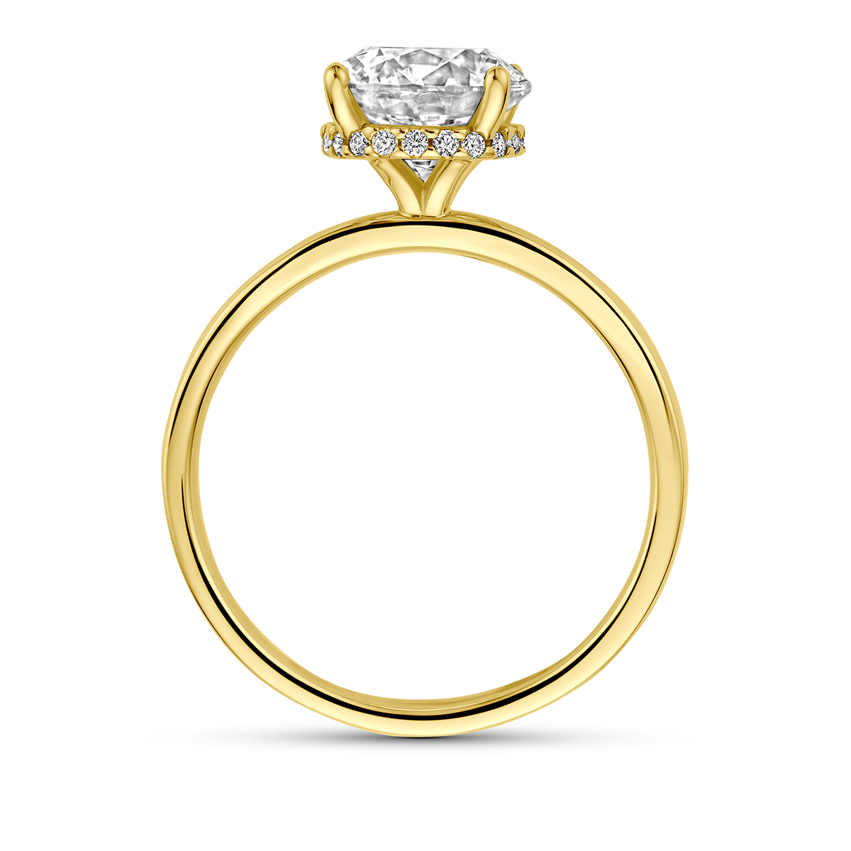 ring lab grown diamant rond 2.09ct f vs 14K geelgoud