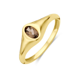 ring rookkwarts 14K geelgoud