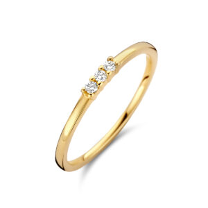 ring trilogie diamant 0.05ct h si 14K geelgoud