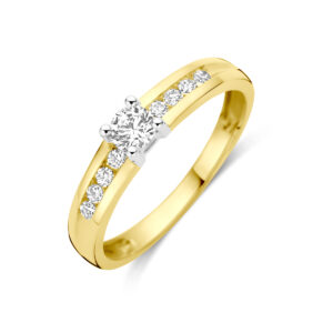ring zirkonia 14K bicolor goud geel/wit
