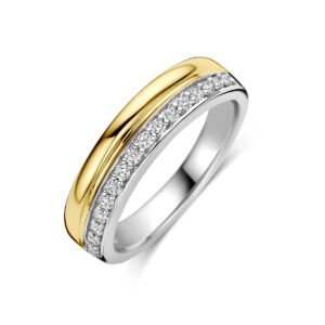ring zirkonia 3 micron zilver verguld (geel/rhodium)