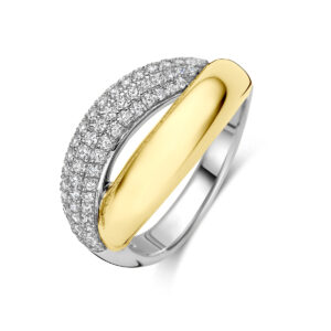ring zirkonia 3 micron zilver verguld (geel/rhodium)