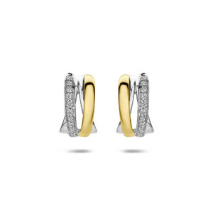 stekeroorringen zirkonia 14 mm 1 micron zilver verguld (geel/rhodium)