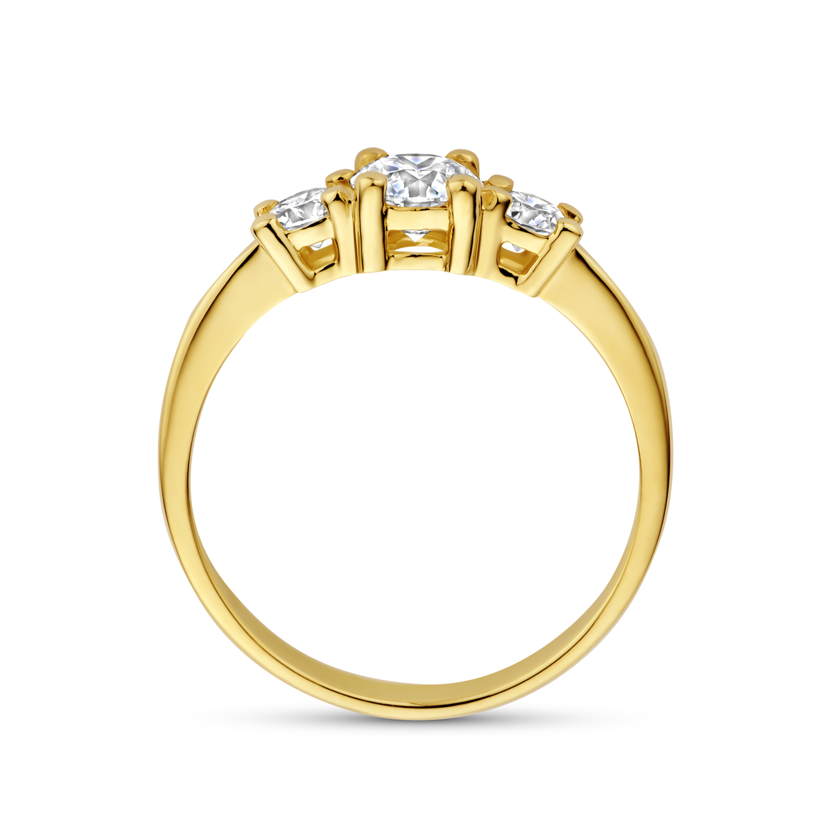 trilogie ring lab grown diamant 0.85ct g vs 14K geelgoud - Afbeelding 3