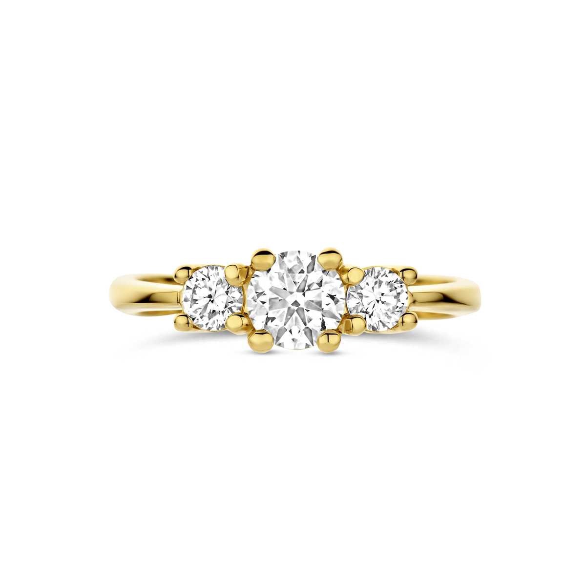 trilogie ring lab grown diamant 0.85ct g vs 14K geelgoud - Afbeelding 4